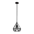 Retro Iron Diamond Pendant - 1 Head Black Ceiling Lamp For Restaurants