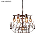 Retro Loft Metal Sputnik Chandelier Pendant Light - 7 Open Bulb Design In Copper 39’ Chain