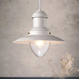 Retro Loft Saucer Ceiling Pendant Light In Black/White For Coffee Shop White