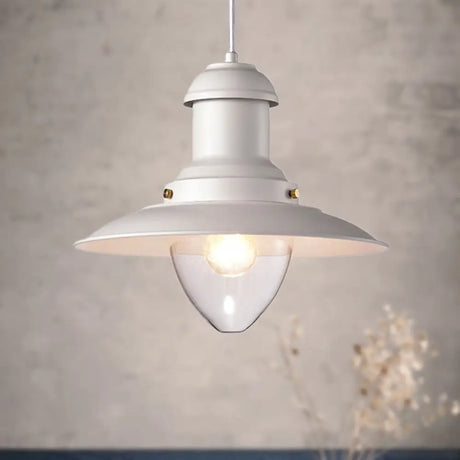Retro Loft Saucer Ceiling Pendant Light In Black/White For Coffee Shop White