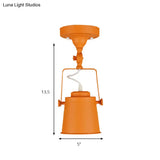 Retro Loft Tapered Pendant Light In Rotatable Grey/Red/Pink For Bedroom Ceiling