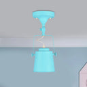 Retro Loft Tapered Pendant Light In Rotatable Grey/Red/Pink For Bedroom Ceiling Blue