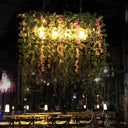 Retro Metal 4-Head Led Island Ceiling Light With Plant Decor For Restaurants Black