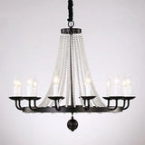 Retro Metal Chandelier Candelabra Ceiling Pendant Light With Crystal Strand - Elegant And Timeless
