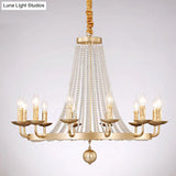 Retro Metal Chandelier Candelabra Ceiling Pendant Light With Crystal Strand - Elegant And Timeless