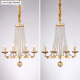Retro Metal Chandelier Candelabra Ceiling Pendant Light With Crystal Strand - Elegant And Timeless