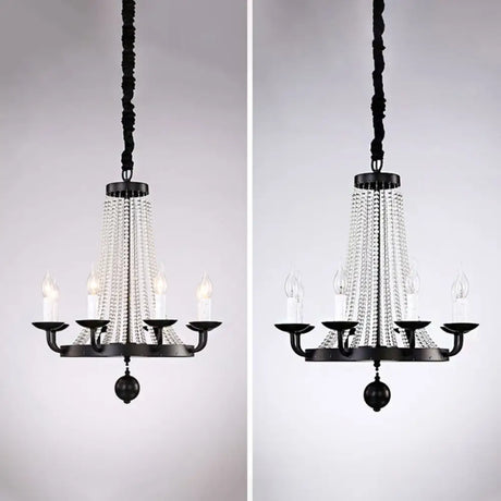 Retro Metal Chandelier Candelabra Ceiling Pendant Light With Crystal Strand - Elegant And Timeless 8