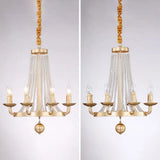 Retro Metal Chandelier Candelabra Ceiling Pendant Light With Crystal Strand - Elegant And Timeless 8