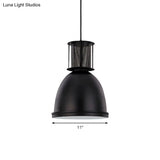 Retro Metallic Black Dome Pendant Light With Mesh Design 7.5’/11’ Width