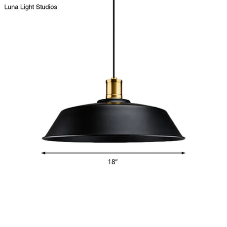 Retro Metallic Pendant Light - Barn Living Room Ceiling Lamp Black Finish 1 10’/14’/18’ Width