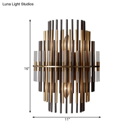 Retro Metallic Tubular Wall Mounted Lamp - Chrome/Black 1-Light Sconce Lighting