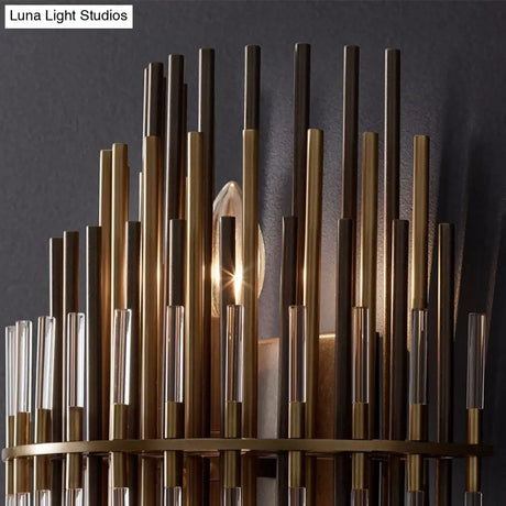 Retro Metallic Tubular Wall Mounted Lamp - Chrome/Black 1-Light Sconce Lighting