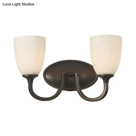Retro Milk Glass Wall Lamp With Metal Backplate For Living Room