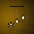 Retro Pendant Ceiling Light With Iron Frame - 3 Bulbs Multi Lamp Ideal For Restaurants Black /