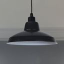 Retro Polished Black/White Bowl Pendant Light – Stylish 1-Head Indoor Ceiling Fixture Black