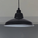 Retro Polished Black/White Bowl Pendant Light – Stylish 1-Head Indoor Ceiling Fixture Black