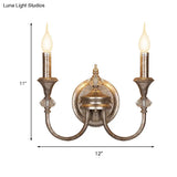 Retro Rustic Metal Wall Mount Lamp With Dual Head - Bedroom Sconce Light Fixture Bare Bulb/Tapered