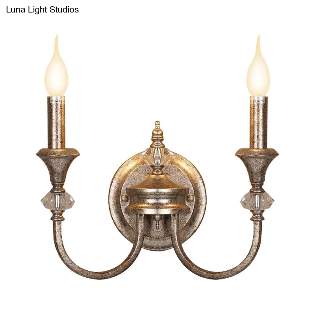 Retro Rustic Metal Wall Mount Lamp With Dual Head - Bedroom Sconce Light Fixture Bare Bulb/Tapered