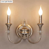 Retro Rustic Metal Wall Mount Lamp With Dual Head - Bedroom Sconce Light Fixture Bare Bulb/Tapered