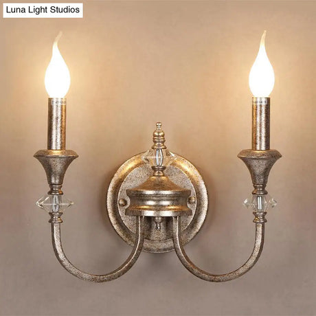 Retro Rustic Metal Wall Mount Lamp With Dual Head - Bedroom Sconce Light Fixture Bare Bulb/Tapered