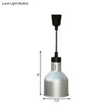 Retro Silver Bedroom Ceiling Pendant Light With Barn Shade And Extendable Arm