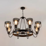 Retro Style 6/8-Light Chandelier With Wire Guard Black Down/Up Ceiling Light And Bell Shade 8 / Up