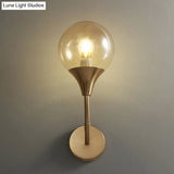 Retro Style Amber Glass Wall Sconce - Single Closed Ball Fixture