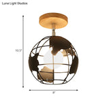 Retro Style Black/White Ceiling Light With Rotatable Semi Flush Mount