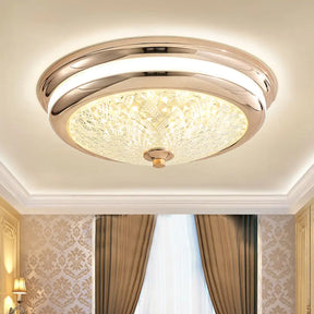 Retro Style Ceiling Lamp In Black/Gold With Lattice Glass And Led Flush Mount - 16’/19.5’ W