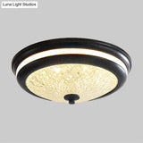 Retro Style Ceiling Lamp In Black/Gold With Lattice Glass And Led Flush Mount - 16’/19.5’ W