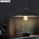 Retro Style Farmhouse Pendant Light: 13’/16’ Hanging Ceiling Fixture Metal Bowl Shade 1 Bulb Black