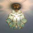 Retro Style Floral Stained Glass Ceiling Light With Pink/Blue/Green/Clear Shades For Hallway