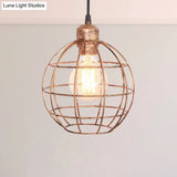 Retro Style Globe 1-Head Metal Ceiling Lamp With Wire Frame | Black/Copper