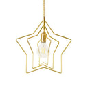 Retro Style Gold Iron Suspension Pendant Ceiling Light - Star Frame Design Ideal For Restaurants /