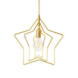 Retro Style Gold Iron Suspension Pendant Ceiling Light - Star Frame Design Ideal For Restaurants /