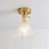 Retro Style Gold Shaded Glass Flush Mount Light For Corridors - Semi Ceiling Fixture / I