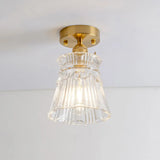 Retro Style Gold Shaded Glass Flush Mount Light For Corridors - Semi Ceiling Fixture / J