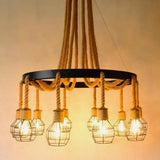 Retro-Style Grenade Ceiling Light With Black Hemp Rope For Restaurants 10 /
