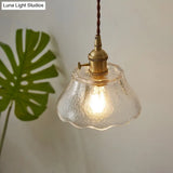 Retro Style Handblown Glass Pendant Ceiling Light With Tapered Suspension - Clear 1-Head