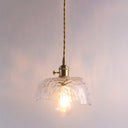 Retro Style Hanging Light With Floral Textured Glass Pendant - Perfect For Dining Room Clear / C