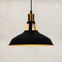 Retro Style Iron Pendant Ceiling Light - 1 Head Suspension Lighting For Bars Black Outer & White