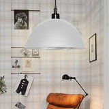 Retro Style Metal Ceiling Pendant Light - 1 Domed Design In Black/White For Coffee Shop White