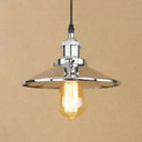 Retro Style Metal Chrome/Rust Finish Hanging Ceiling Light - Conical Pendant Lighting (1 Height