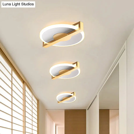 Retro Style Metal Flush Light Fixture – Small Disk Thin Design Black/White & Gold Led Close To