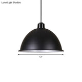 Retro Style Metallic Hanging Light Pendant With Bowl Shade - Black/Silver