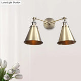 Retro Style Wall Sconce With Black/Copper Shade - Ideal For Restaurants 2 Lights Metal Fixture