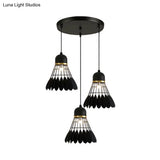 Retro Stylish Black Finish Metal Pendant Lighting With 3 Light Fixtures For Badminton Theme