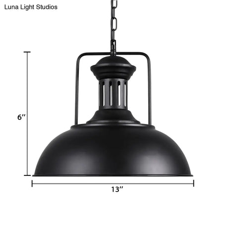Retro Stylish Metal Pendant Lighting - 1 Bulb 13’/14’/16’ Diameter Bowl Black/White Inner/White