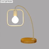 Retro Stylish Metal Table Light With Open Bulb - Frame Square Design Bedroom Standing (Black/White)