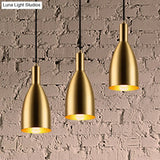 Retro Stylish Metallic Pendant Lighting - Brass Finish Bottle Design 1 Light Living Room Hanging
